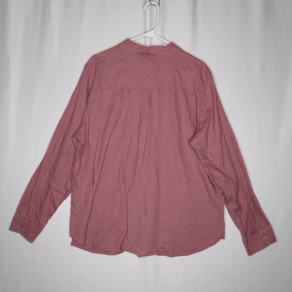 Needle & Cloth Button Shirt Women 20 XXL Pink Long Sleeve Linen Rayon Coastal - Picture 2 of 9